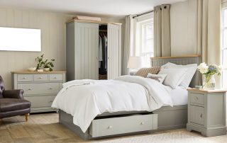 Bedroom with double-hung windows