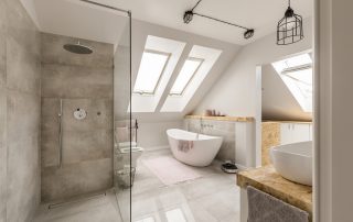 Modern bathroom with skylight